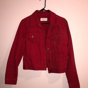 beautiful liz claiborne red denim jacket